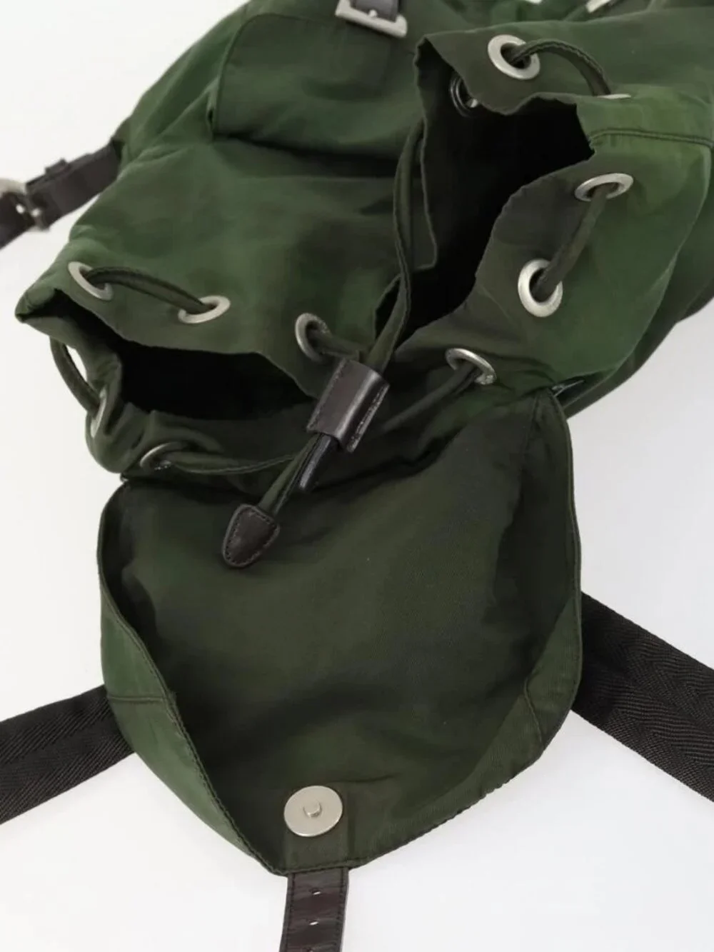 PRADA Backpack Nylon Green Silver Auth 157224